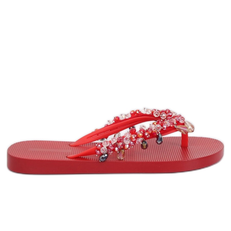 Red JH68 Red flip-flops with beads