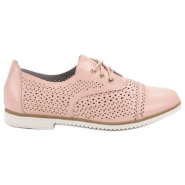 Mazaro Leather Openwork Shoes pink