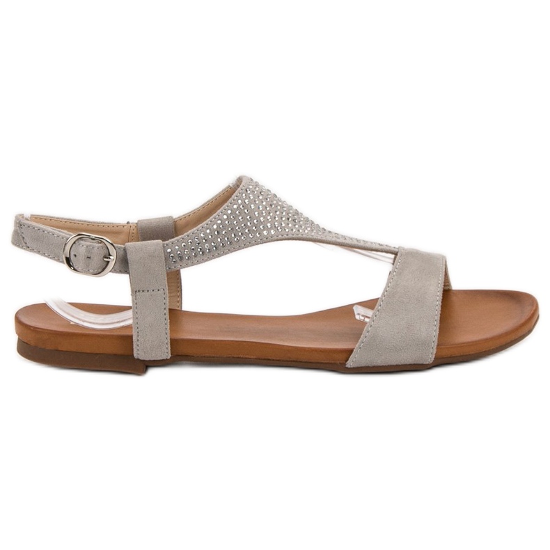 SHELOVET Sandals With Crystals grey SHELOVET Sandals With Crystals grey