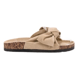 Mannika Slippers With Bow brown Mannika Slippers With Bow brown