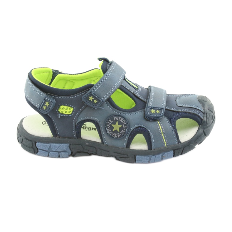 American Club Children's sandals with an American DR02 leather insert navy blue blue green