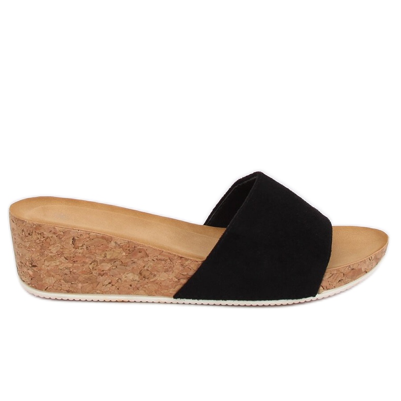 Black G233 Black wedge slippers
