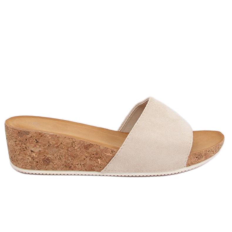 Beige G233 Beige wedge slippers pink