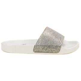 Bella Star Slippers With Cubic Zirconia white