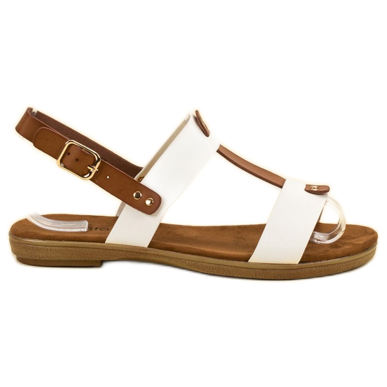 Evento Buckle fastening sandals white brown