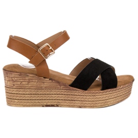 Primavera Wedge Sandals brown black Primavera Wedge Sandals brown black