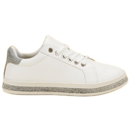 SDS Sport Shoes With Cubic Zirconia white