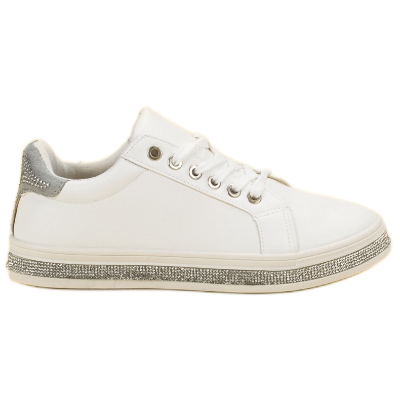 SDS Sport Shoes With Cubic Zirconia white