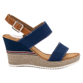Goodin Denim Sandals brown blue Goodin Denim Sandals brown blue