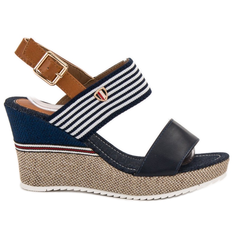 Goodin Sailor's sandals on a wedge white brown blue multicolored