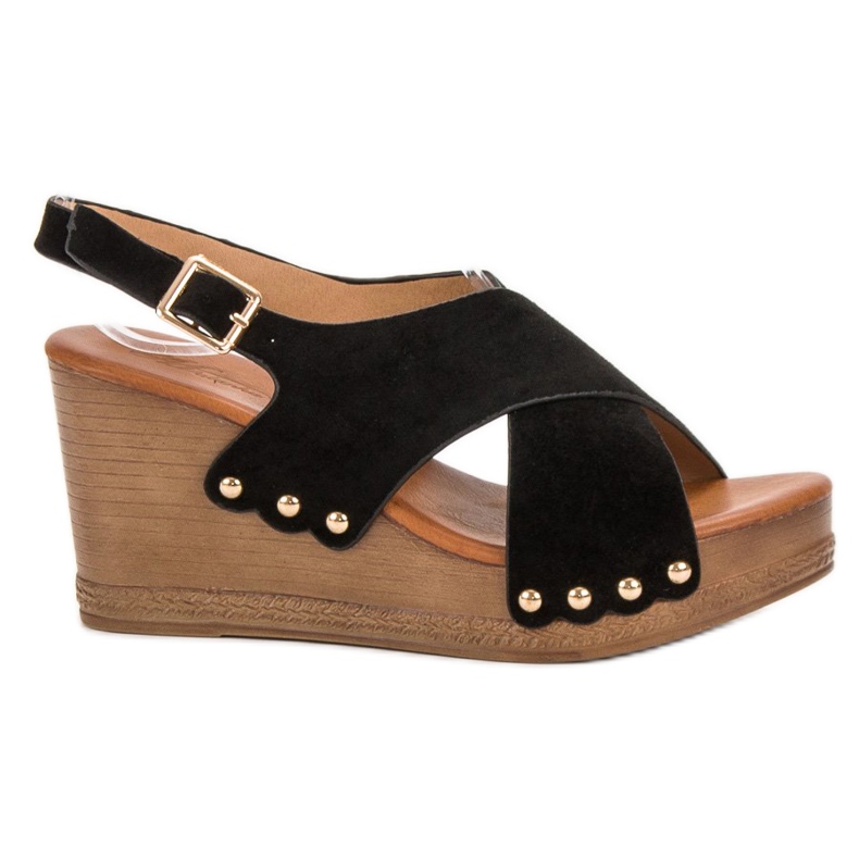 SHELOVET Suede Sandals black SHELOVET Suede Sandals black