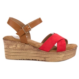 Primavera Wedge Sandals brown red Primavera Wedge Sandals brown red