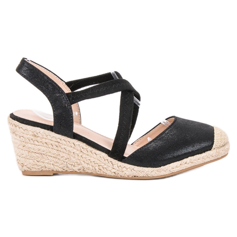 SHELOVET Wedge Espadrilles black