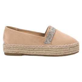 SHELOVET Espadrilles With Crystals brown