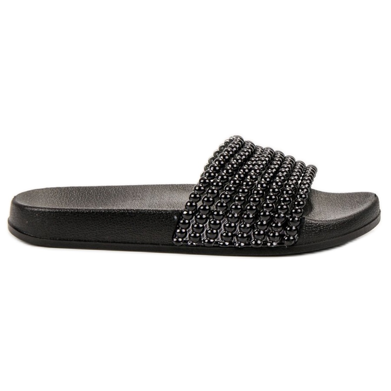 SHELOVET Slippers With Beads black