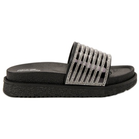 Bello Star Slippers With Crystals black