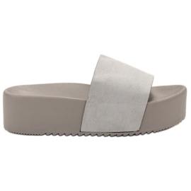 Ideal Shoes Slippers On The Platform grey Ideal Shoes Slippers On The Platform grey