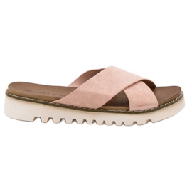 Laura Mode Beige Suede Slippers