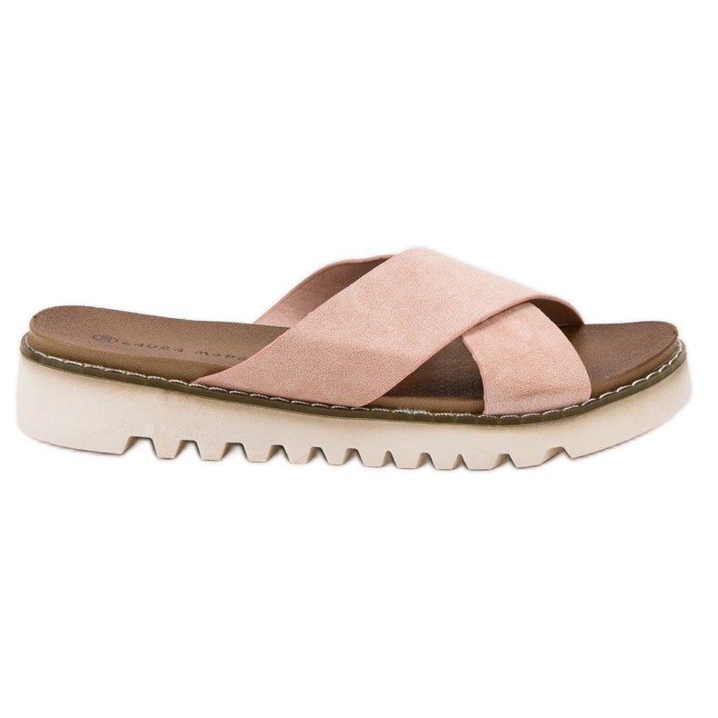 Laura Mode Beige Suede Slippers