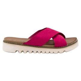 Laura Mode Fuchsia Suede Slippers purple