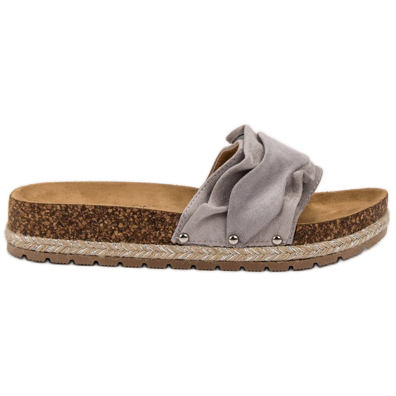 Bestelle Slippers With Frill grey