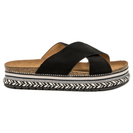 SHELOVET Boho Black Slippers