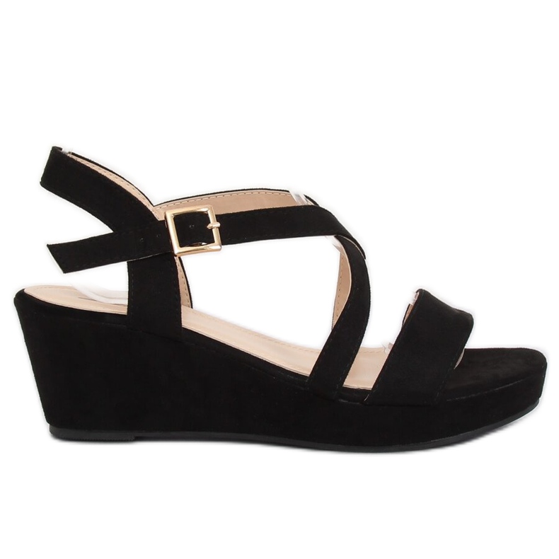 Black sandals on a low wedge heel K-3 Black