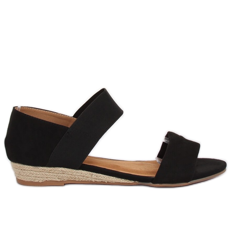 Black sandals espadrilles 9R71 Black
