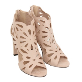 Beige openwork boots AT-0657-L Nude