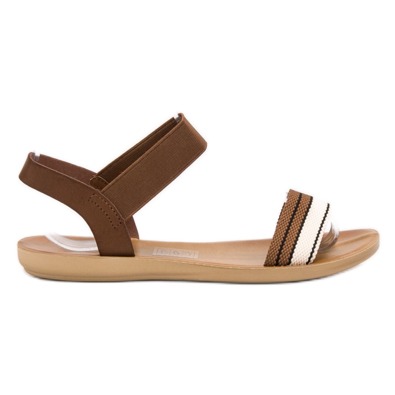 SHELOVET Flat sandals with an elastic band brown