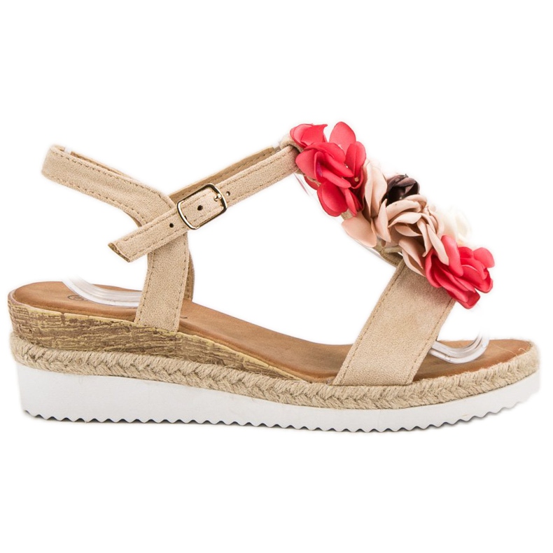 SHELOVET Suede Sandals With Flowers brown