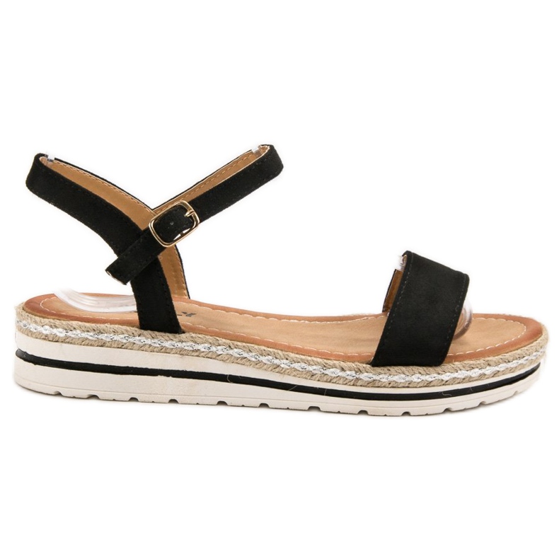 EXQUILY Black Sandals