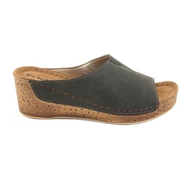 Women's slippers wedge Inblu NG002 black brown multicolored