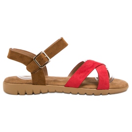 Primavera Suede Sandals brown red
