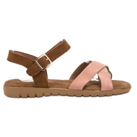 Primavera Suede Sandals brown pink