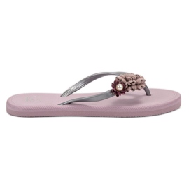 Ax Boxing Flip-Flops With Flowers purple