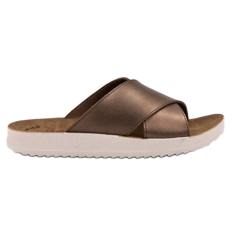 SHELOVET Eco Leather Slippers brown
