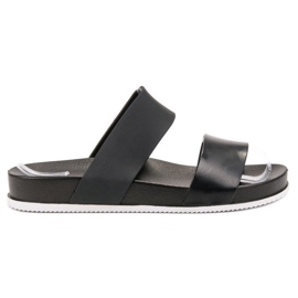 Laura Mode Black Rubber Slippers