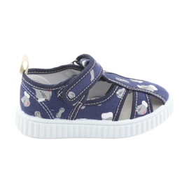 American Club navy blue children's shoes with Velcro TEN 27/19 white grey