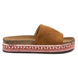 Jumex Decorated Slippers On The Platform brown Jumex Decorated Slippers On The Platform brown