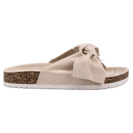 Diamantique Slippers With Bow brown