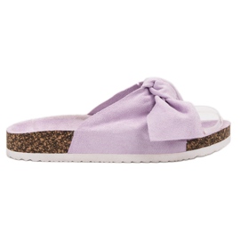 Diamantique Slippers With Bow purple