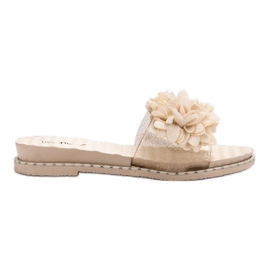 Anesia Paris Rubber Slippers With Flowers brown