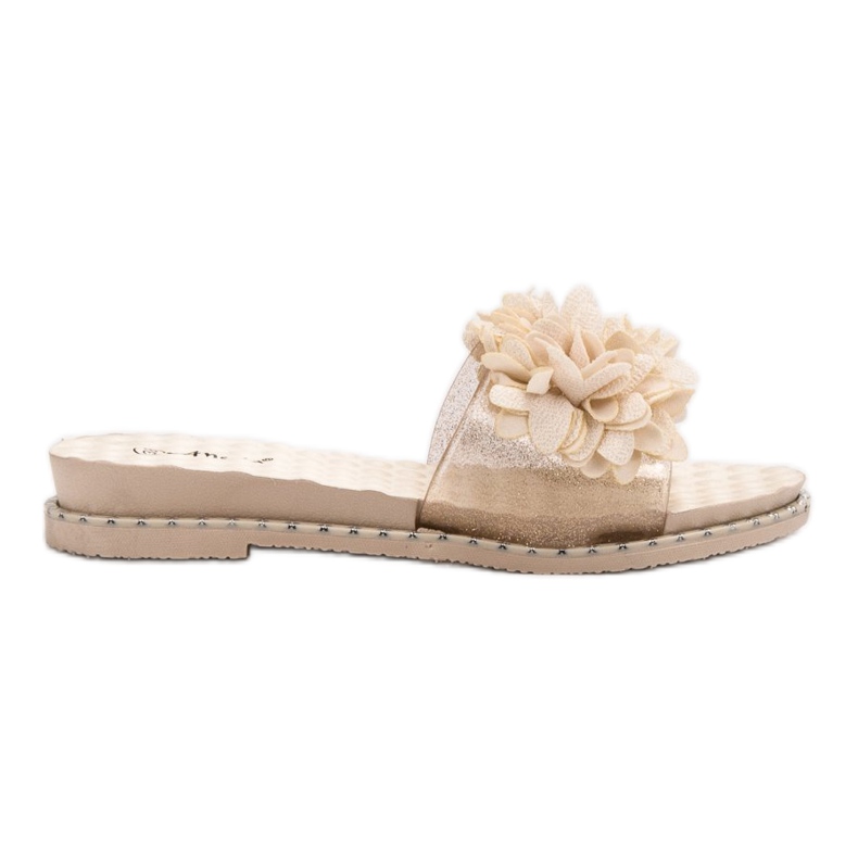 Anesia Paris Rubber Slippers With Flowers brown