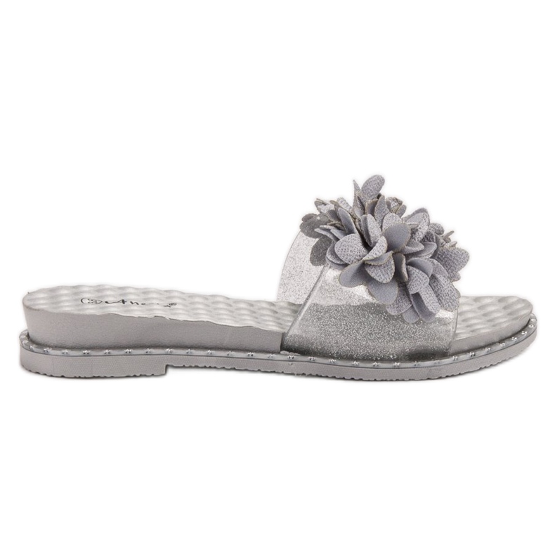 Anesia Paris Rubber Slippers With Flowers grey
