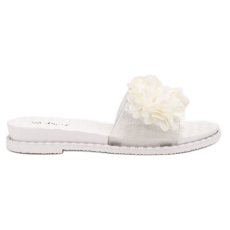 Anesia Paris Rubber Slippers With Flowers white Anesia Paris Rubber Slippers With Flowers white