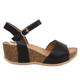 Black sandals on a wedge heel 1052 Black Black sandals on a wedge heel 1052 Black