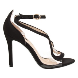 Black sandals on a high heel 1442 Black