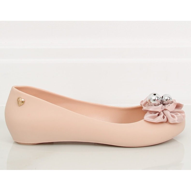 Meliski ballerinas with pink bow CK-86P Beige II-GAT