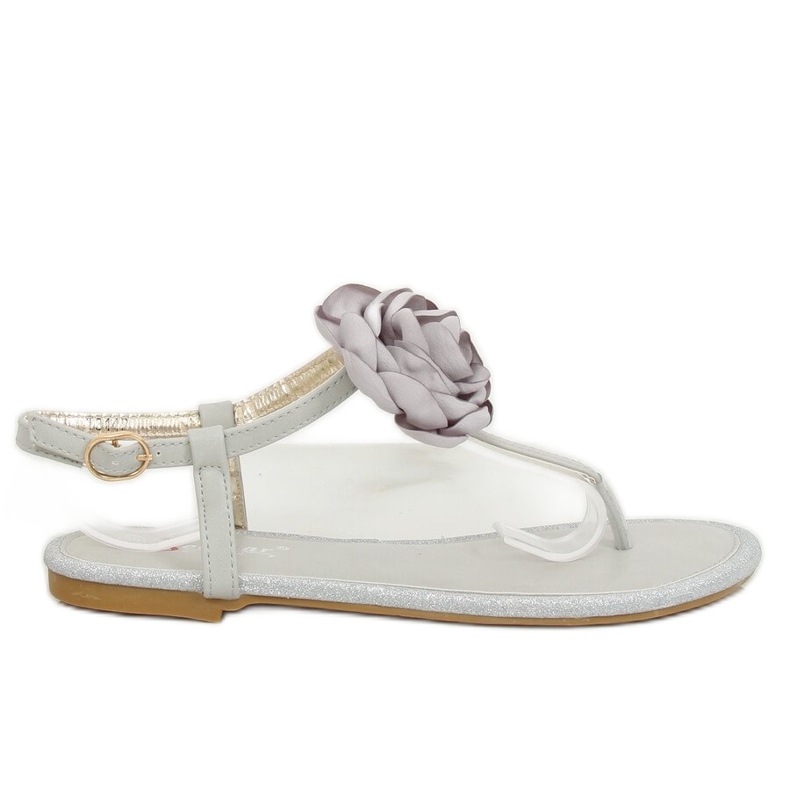 Gray Flip-flops with a flower T314P Gray grey